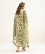 Viscose Satin Yellow Embroidered 3 Piece Suit - Image 3