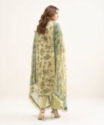 Viscose Satin Yellow Embroidered 3 Piece Suit - Image 3