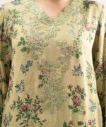Viscose Satin Yellow Embroidered 3 Piece Suit - Image 4