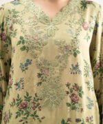 Viscose Satin Yellow Embroidered 3 Piece Suit - Image 4