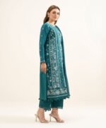 Fine Cotton Satin Embroidered Green 3 Piece Suit - Image 3