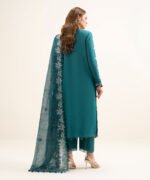 Fine Cotton Satin Embroidered Green 3 Piece Suit - Image 4