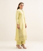 Fine Cotton Satin Embroidered Yellow 3 Piece Suit - Image 3