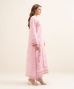 Cotton Jacquard Embroidered Pink 3 Piece Suit - Image 2