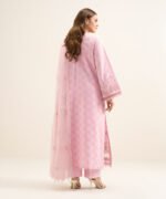 Cotton Jacquard Embroidered Pink 3 Piece Suit - Image 3