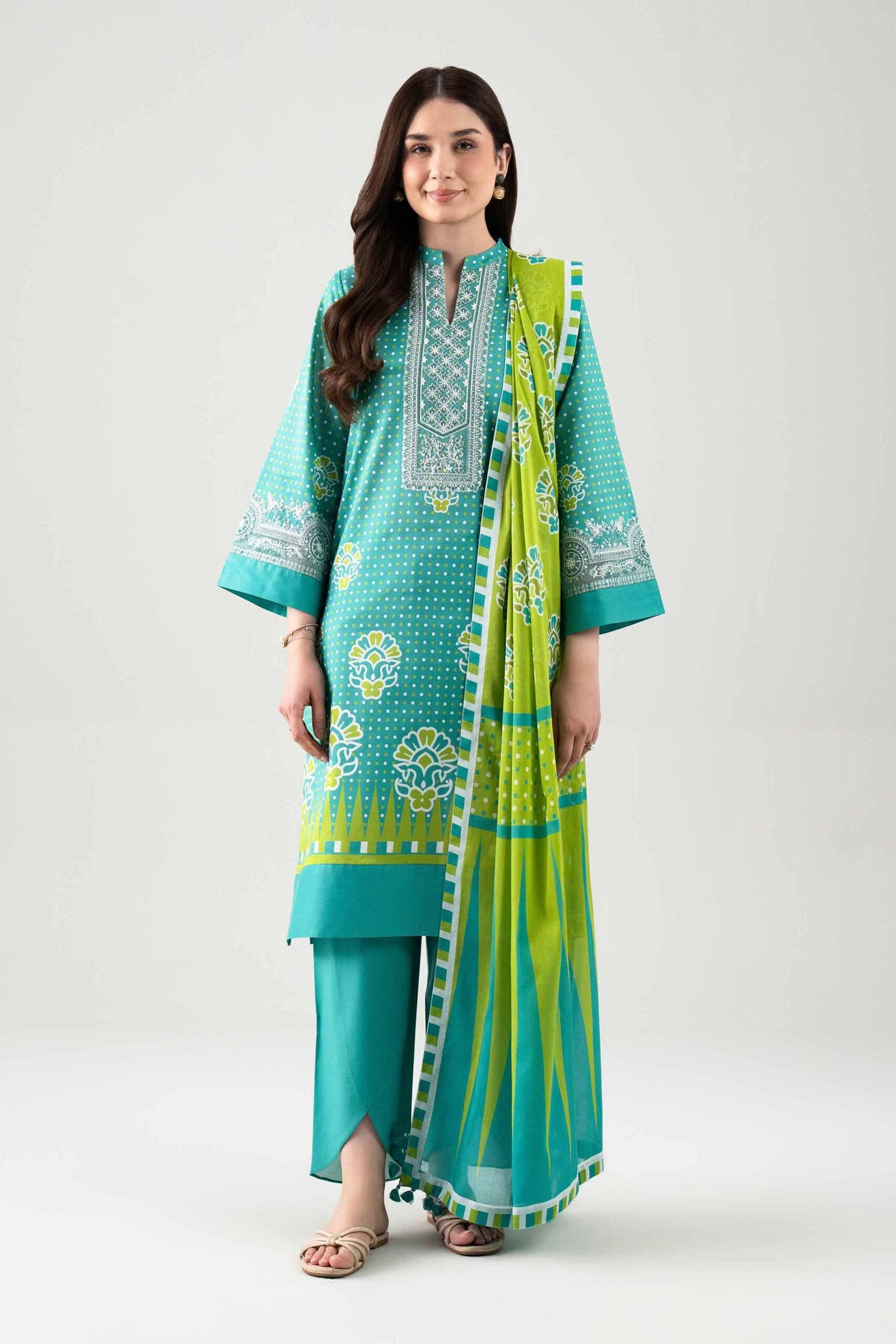 42601105-_3_64747fdf-11e0-4329-a846-338e66e8d236.jpg 3 Piece - Digital Printed Embroidered Suit - 42601105 - Image 1