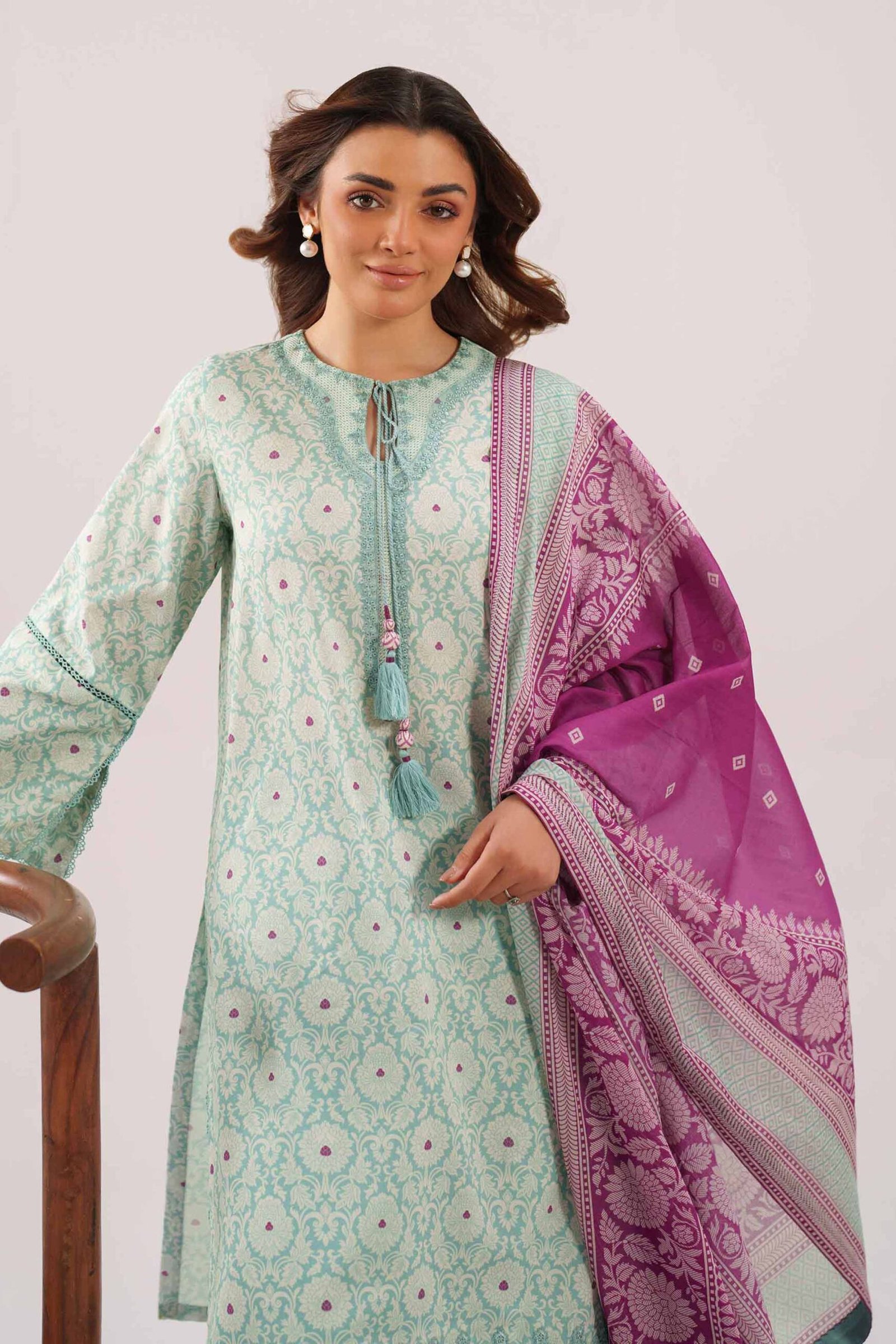 42601162-_3.jpg 3 Piece - Printed Embroidered Suit - 42601162 - Image 1