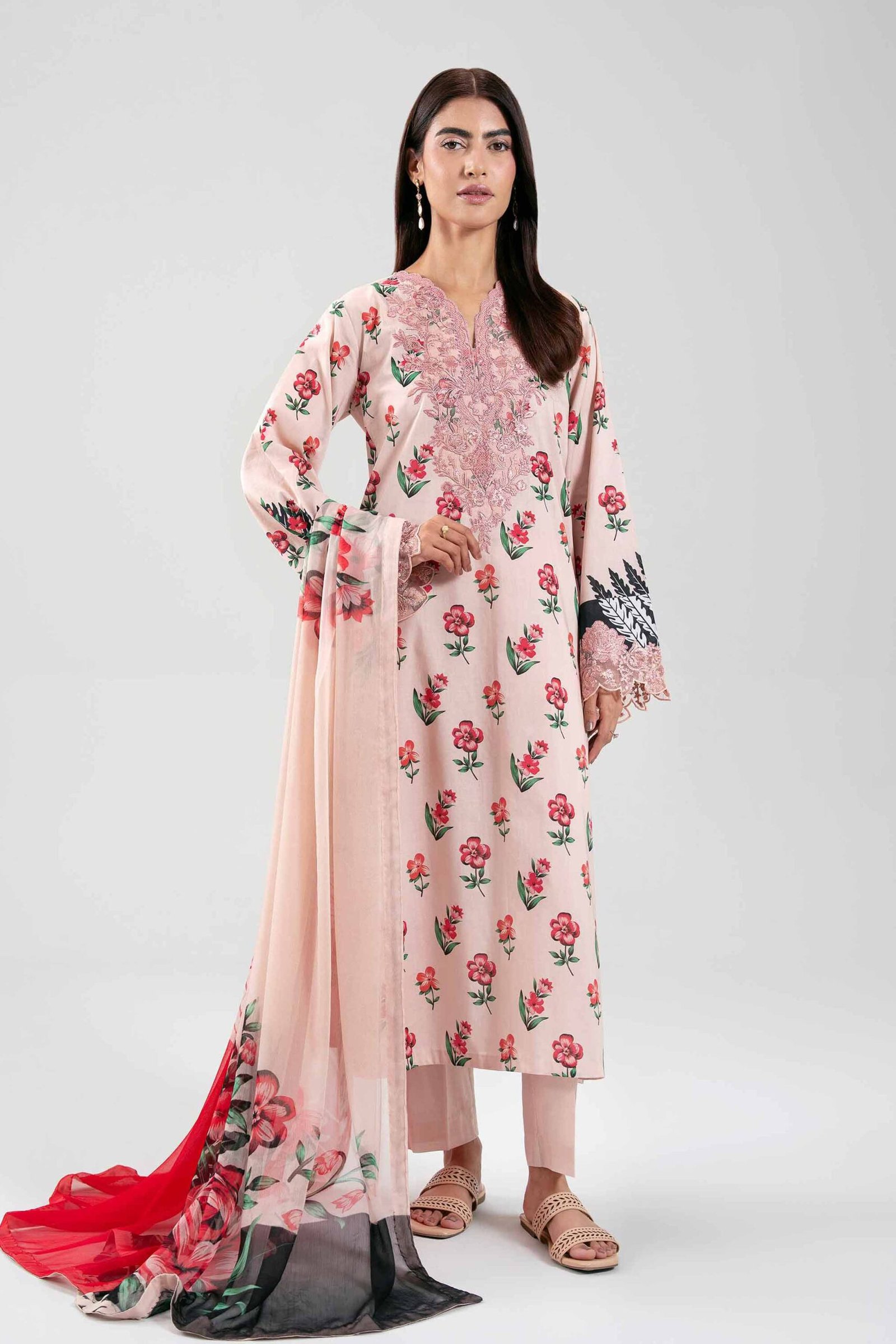 42601220-_7.jpg 3 Piece - Digital Printed Embroidered Suit - 42601220 - Image 1