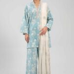 3 Piece - Printed Embroidered Suit - 42601269