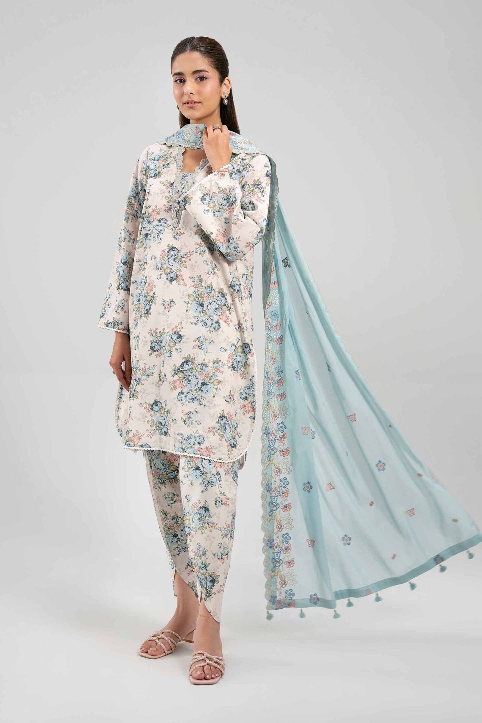 42601270-_12_607ba971-de51-4e04-a89e-4c920d77c1c3.jpg 3 Piece - Printed Embroidered Suit - 42601270 - Image 1