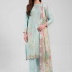 3 Piece - Printed Embroidered Suit - 42601272