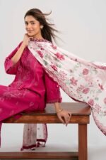 3 Piece - Printed Embroidered Suit - 42601273