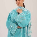 3 Piece - Printed Embroidered Suit - 42601279