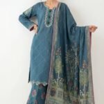 3 Piece - Digital Printed Embroidered Suit - 42601358