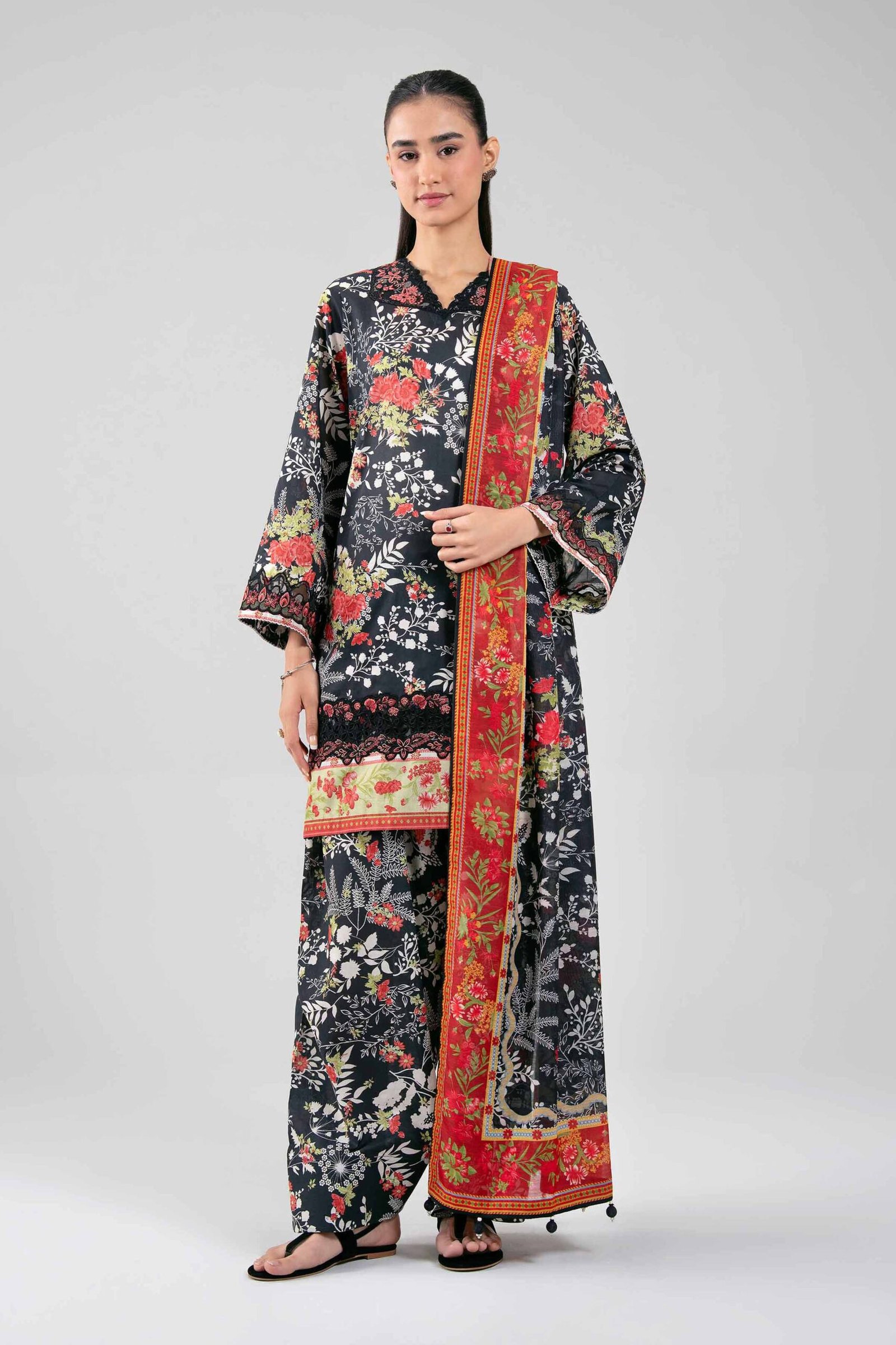 42601359-_8.jpg 3 Piece - Digital Printed Embroidered Suit - 42601359 - Image 1