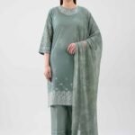 3 Piece - Digital Printed Embroidered Suit - 42619520