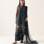 Lawn Printed Black 3 Piece Suit