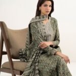 Lawn Green Embroidered 3 Piece Suit