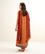 Lawn Embroidered Orange 3 Piece Suit - Image 4
