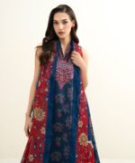 Lawn Embroidered Blue 3 Piece Suit