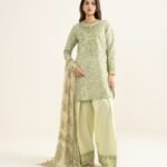 Lawn Embroidered Green 3 Piece Suit