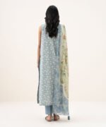 Zari Lawn Embroidered Blue 3 Piece Suit - Image 3