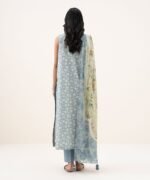 Zari Lawn Embroidered Blue 3 Piece Suit - Image 3