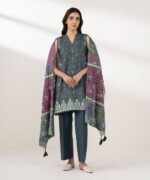 Zari Lawn Embroidered Grey 3 Piece Suit