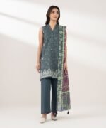 Zari Lawn Embroidered Grey 3 Piece Suit - Image 4