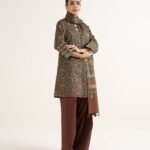 Lawn Printed Brown 3 Piece Suit