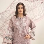 Cotton Embroidered Pink 3 Piece Suit