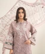 Cotton Embroidered Pink 3 Piece Suit