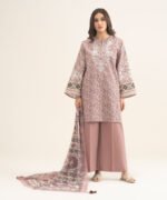 Cotton Embroidered Pink 3 Piece Suit - Image 2