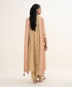 Textured Lawn Embroidered Beige 3 Piece Suit - Image 3