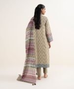 Textured Lawn Printed Beige 3 Piece Suit - Image 4