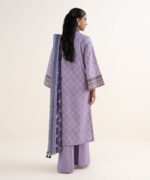 Textured Lawn Printed Purple 3 Piece Suit - Image 4