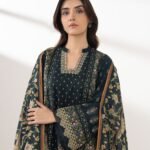 Lawn Printed Black  3 Piece Suit