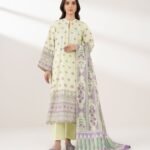 Lawn Printed Yellow 3 Piece Suit