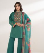 Cotton Embroidered Green 3 Piece Suit - Image 2