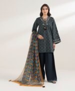 Cotton Embroidered Black 3 Piece Suit - Image 2