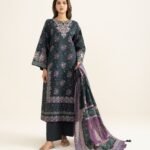 Lawn Embroidered Black 3 Piece Suit