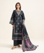 Lawn Embroidered Black 3 Piece Suit