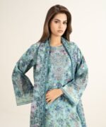 Lawn Embroidered Blue 3 Piece Suit