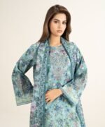 Lawn Embroidered Blue 3 Piece Suit