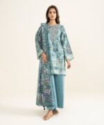 Lawn Embroidered Blue 3 Piece Suit - Image 2