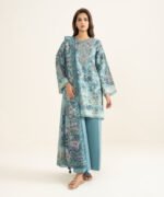 Lawn Embroidered Blue 3 Piece Suit - Image 2