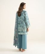 Lawn Embroidered Blue 3 Piece Suit - Image 4
