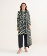 Lawn Embroidered Black 3 Piece Suit - Image 2