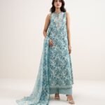 Lawn Blue Embroidered 3 Piece Suit