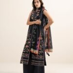 Textured Lawn Embroidered Black 3 Piece Suit